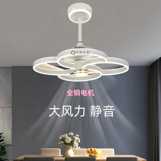 公牛2025年新款隐形吊扇灯大风力家用餐厅饭厅卧室电风扇一体吊灯静音 9227/黑60CM变频遥控+直接语音声
