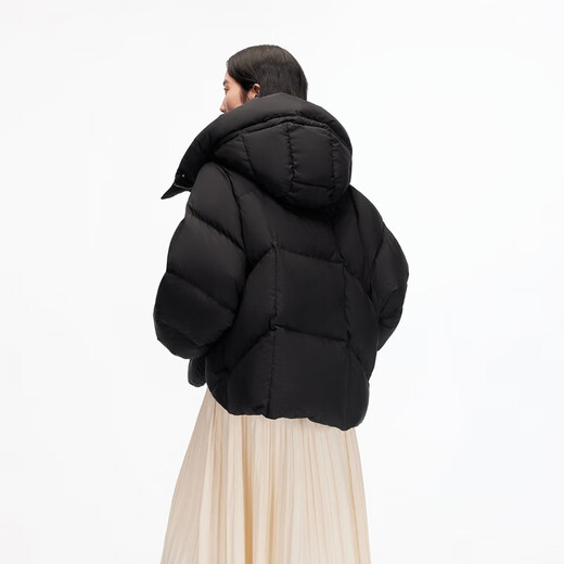 VEROMODA down jacket women's season new 90 white duck down loose hooded bread jacket 325423030 black S