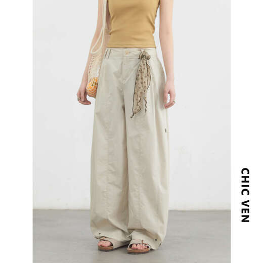 CHIC VEN 2025 summer new high-waist slim wide-leg pants casual and relaxed workwear thin trousers for women chicven Mixing S (45-50 Jin [Jin equals 0.5 kg])