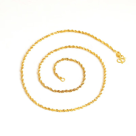 Junliangsha gold necklace for women 18k color gold plated without pendant new gold plated chain lanyard plain chain gold 925 color gold chain head X2137 single water wave chain free counter gift box