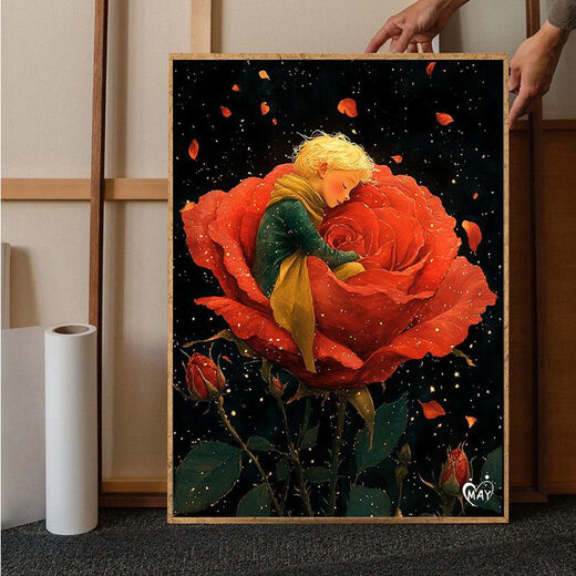 Pupan Little Prince and Rose Digital Oil Painting Filling Color Painting Decompression Acrylic Oil Painting J4877 Little Prince Classic Regular Style 40x50cm Environmental Protection and Strong Set +