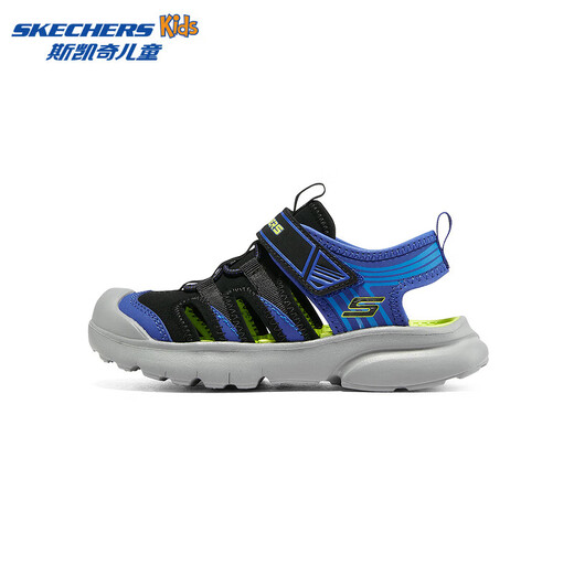 Skechers Skechers children's toe sandals boys' shoes summer lightweight non-slip girls' big head beach shoes 302969L boys/black/blue/lemon/BBLM 27.5