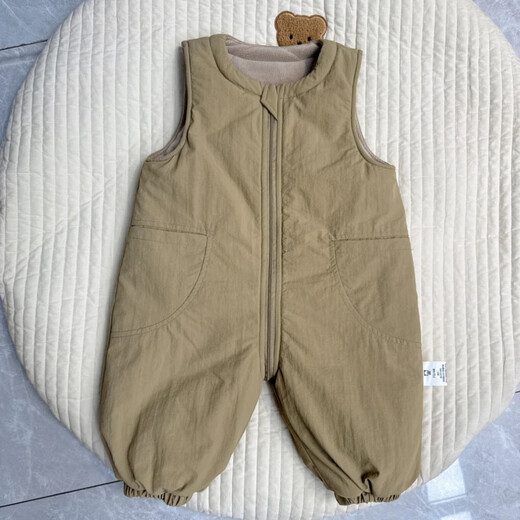 Warm winter duck and duck baby three-proof down cotton overalls for infants and toddlers, cotton and thickened jumpsuits for boys and girls, winter trendy harem jackets, gray 73