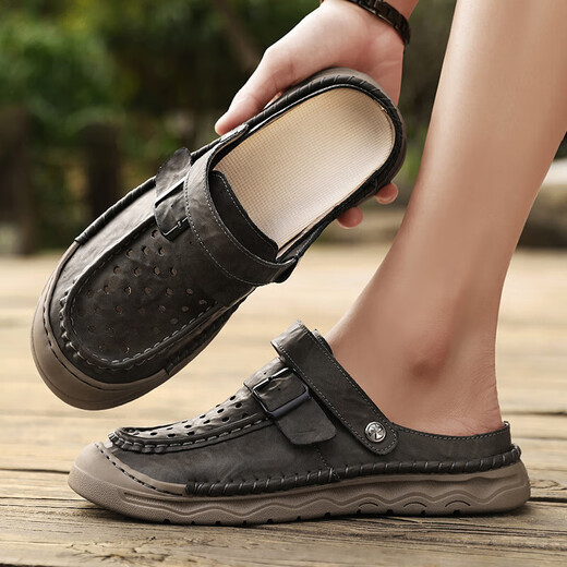 Sandalen Herren trendy Outdoor Sports Kleidung Bag-Toe Casual Schuhe Pantoffeln 2025 Neuer Sommer atmungsaktiver Männer Beachschuhe braun [Mikrofaserleder A673] 48