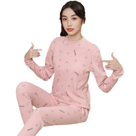 Boys and girls autumn clothes and long trousers warm suits for teenagers, junior high school students, thin shirts and underpants, bottoming clothing, blue and gray stripes, round neck, M 140c