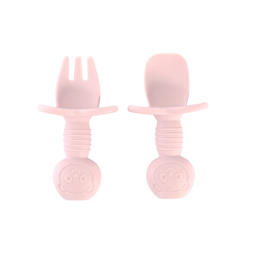 Children's Bear Fork Spoon Set Baby Eating Training Silicone Licking Spoon Silicone Fork Spoon Baby Supplementary Tableware Spoon Military Green Fork Spoon