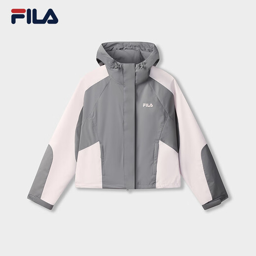 FILA Yang Mi's official women's woven jacket with the same style as Fila Fila 2025 autumn new fashionable loose hooded short jacket Yunzhi gray-DY XL 175/92A/XL