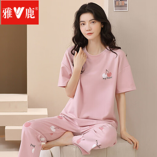 Yalu 2025 Nouveau pyjamas pour femmes, pantalon à manches courtes en coton d'été, printemps, automne, été, vêtements de maison mince d'été ZH-9720 M