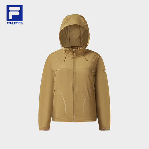 Fila Offizielle Frauenwebende Jacke für Frauen 2025 Herbst Neue Outdoor-Sportarten Einfacher loser Kapuze-Top Urdu Khaki-DK M 165/84a/m