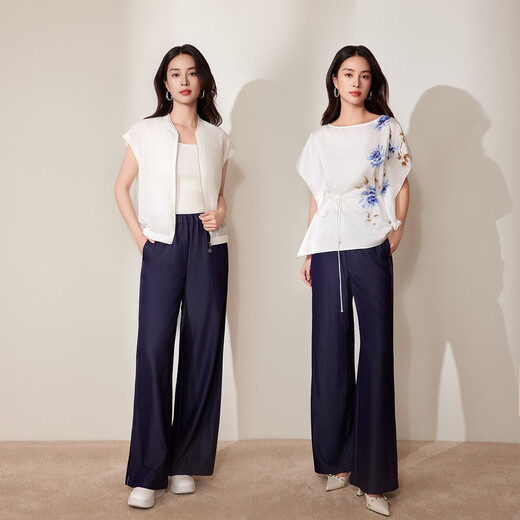 粉蓝衣橱2025夏装新款时尚休闲活力撞色拼接牛仔裤女【暮色洇蓝】 牛仔蓝 XL