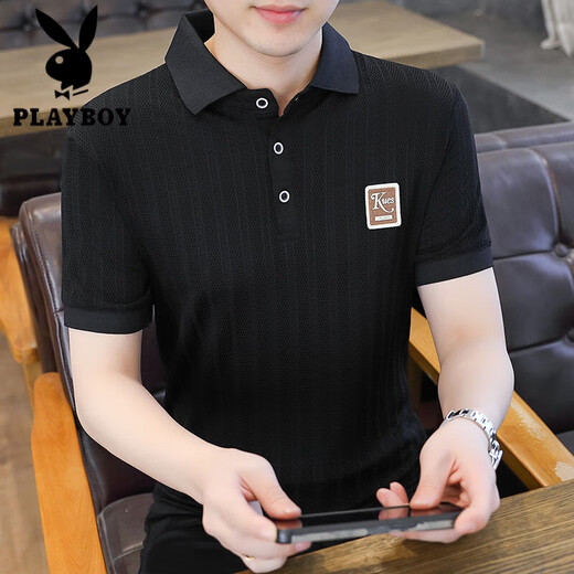 
Playboy ice silk short-sleeved T-shirt for men's summer thin casual lapel POLO shirt quick-drying clothes for men's half-sleeved youth TX9923 white M Recommended weight 95-110Jin [Jin equals 0.5 kg]
