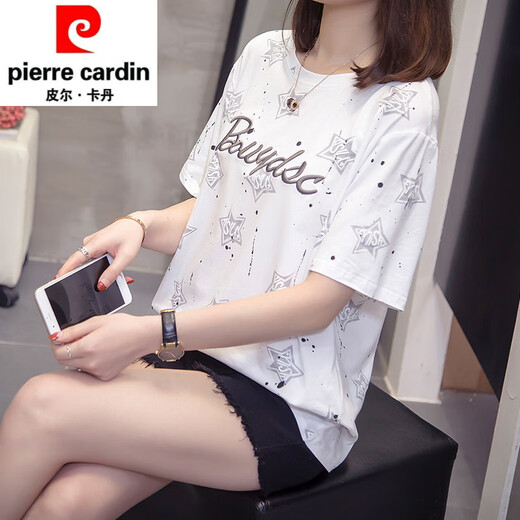 皮尔卡丹（pierre cardin）2025夏季新款加大码女装短袖t恤女宽松遮肉妈妈装上衣减龄打底衫 9928灰色 M 80-95斤