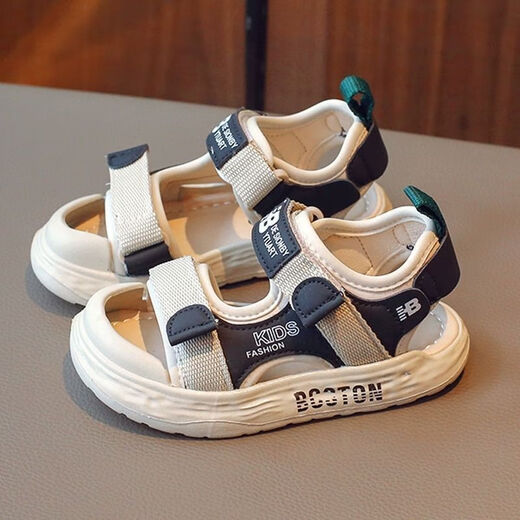 Remtin Boys Sandals Baotou Summer 2025 New Children's Shoes Beach Shoes Little Boys Soft Sole Anti-Slip Sandals Trendy Beige Upgraded Version Collection Priority s27 26 Inner Length 16.1cm