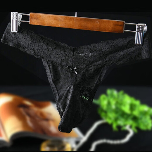 Universal sexy underwear men's lace triangle shorts sexy egg-filled thong men's big airplane masturbation props red lace-balls XL size 145-180Jin Jin equals 0.5 kg