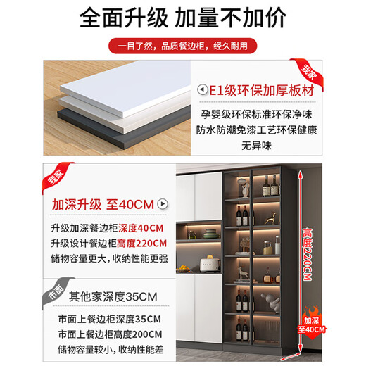 Happy Good Lady's sideboard high cabinet integrated with wall modern simple light luxury living room storage cabinet household wine cabinet restaurant storage cabinet style 15280*40*220 (delivery and household contractor, double doors
