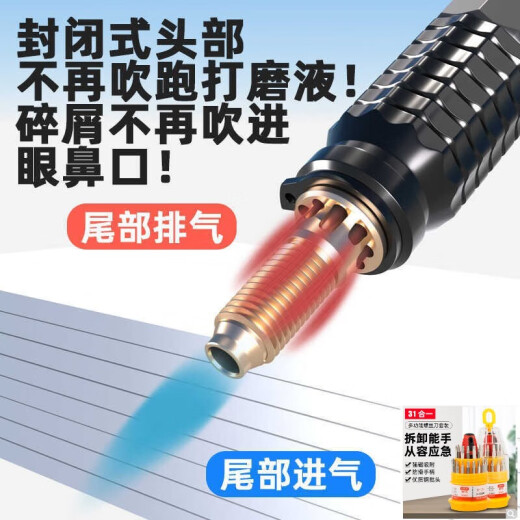 大团小圆小型气动打磨机风磨笔气磨工业级3m柄小型气动打磨抛光S663升级款 6636单机+圆球形3.0MM（进口打磨