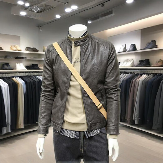 ANDSEEYOU trendy brand men's leather jacket spring new motorcycle leather jacket trendy casual jacket fashionable boutique national fashion clothes black M