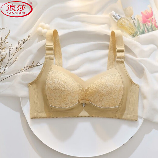 浪莎（LangSha）蕾丝薄款内衣女调整型收副乳文胸无钢圈聚拢防下垂上托性感文胸罩 罗-兰-紫-1件装 80C 36-