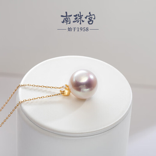 Nanzhu Palace 925 silver freshwater pearl pendant Princess Diana style single round female 925 silver freshwater pearl pendant 13-14mm