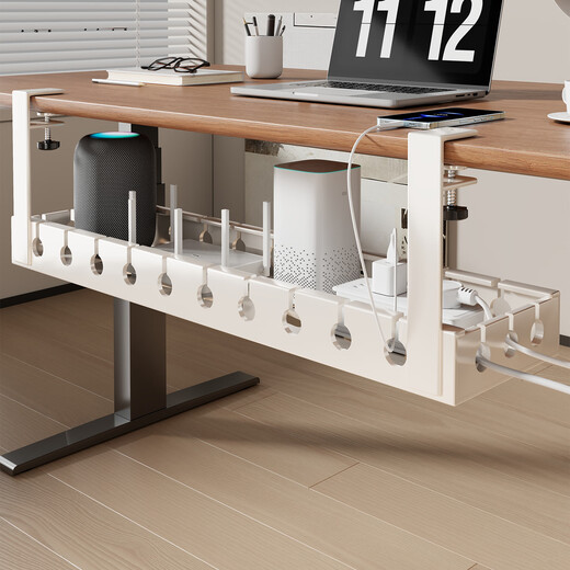 Yisijia Under Desk Cable Storage Rack Router Box Data Cable Plug Holder Charger Wire Storage Artifact White Fixed Model