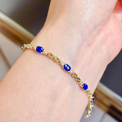 HEEKAIYI Sapphire Bracelet for Women Royal Blue 18k Gold Diamond Bracelet Chinese Valentine's Day Birthday Gift for Wife and Girlfriend Selected 3.2 Carat/Royal Blue