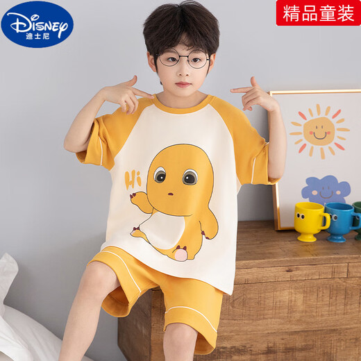 迪士尼小奶龙儿童睡衣夏季男童纯棉短袖短裤男孩子青少年卡通家居服套装 T691#蛋仔【纯棉套装】 165 S码（建议高143-153）