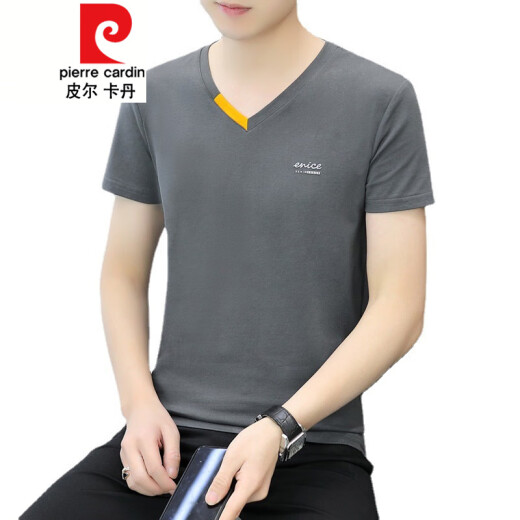 皮尔卡丹（pierre cardin）针织新款男士短袖V领韩版修身男装打底衫半袖休闲男式T恤上衣服潮 691白色 M