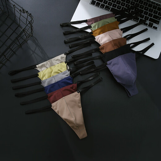 Tangas Sexy One Rope Gran tamaño bajo cintura sexy para hombres nylon Breatable súper picante Pantalones elásticos puros Matcha verde + caramelo Color M 80-100Jin [Jin equivale a 0.5 kg]