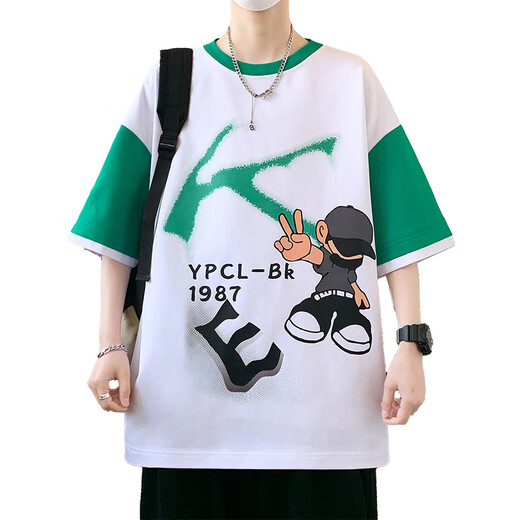 QLTQZQ夏季短袖T恤男孩12-15岁初高中学生13半袖14青少大童上衣服 695白色(单件短袖) 品质升级 M 85-110斤左右