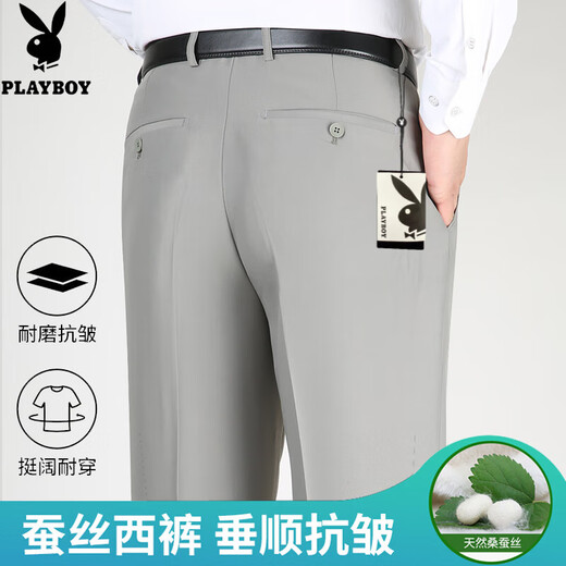 Pantalon de soie de mûrier haut de gamme Playboy 2025 Summer Summer Style Minage non scalding Anti-rinking Loose haute taille profonde Pantal