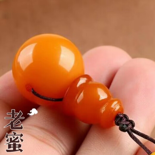 Yumeihe Natural Raw Mineral Beeswax Round Beads Buddha Head Three-way Diamond Star and Moon Bodhi 108 Bracelet Accessories Old Beeswax Paired Hole Diameter 26mm Single Bead