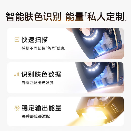 SMOOTHSKIN National Subsidy 15% Black Gold Series Mini Home Hair Removal Device Laser Men and Women Face and Whole Body Private Parts and Armpits Intelligent Skin Measurement Shaving Shaving Shaving Machine