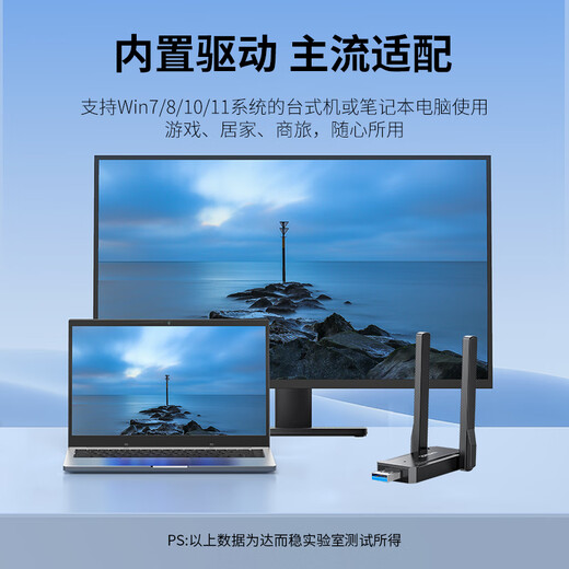 达而稳（DOREWIN） 无线网卡台式机专用电脑wifi接收器5g千兆外置网卡免驱动笔记本主机接收器双频usb无线网卡win7 【300M】WiFi-6 双天线