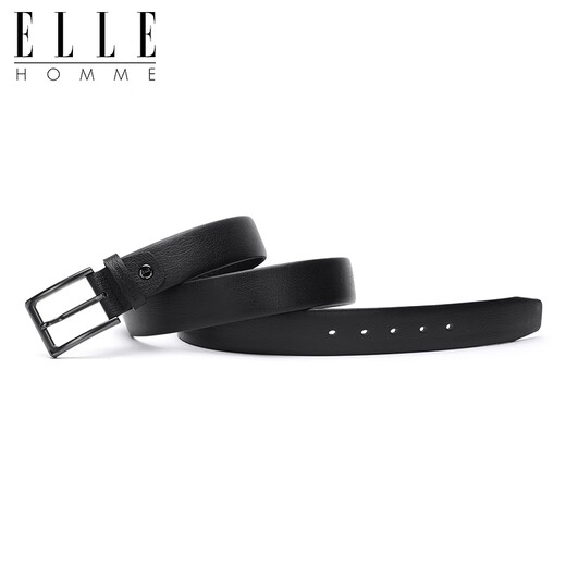 Elle Homme Men's Belt, Top Layer Cow Hide Pin Boucle de boucle, ceinture décontractée à la mode, cadeau d'anniversaire noir 3615 pour hommes
