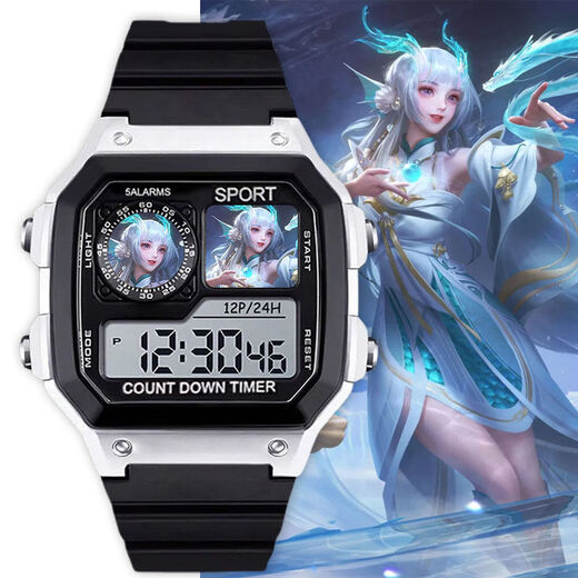 Честь Kings Xishi Small Square Waterpronation Watch Watch Electronic Watch Mute с будильницей ночной свет.
