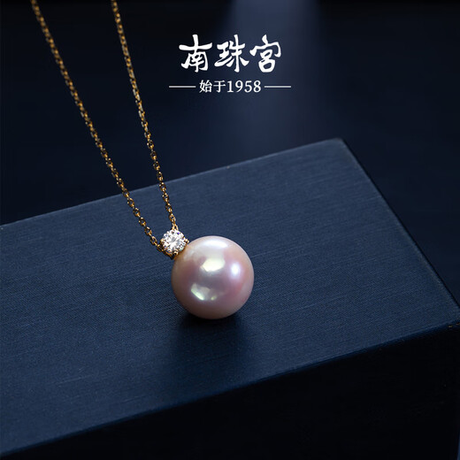 Nanzhu Palace 925 silver freshwater pearl pendant Princess Diana style single round female 925 silver freshwater pearl pendant 13-14mm