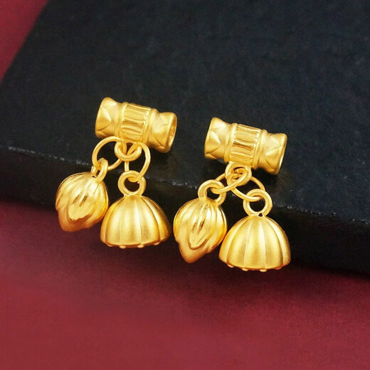 Chilu Pure Gold 999 Two Worlds Huan Bracelet DIY Lotus Persimmon Ruyi 3D Hard Gold Pure Gold Bracelet Pendant Gold Transfer Beads About 0.46g Free Exquisite Gift Box