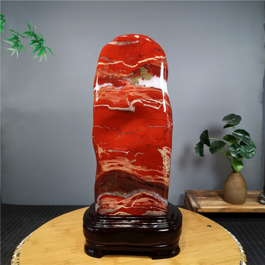 Moyun Authentic Strange Stone Natural Stone Raw Stone South African Red Jasper Poulet Blood Ornemental Jade Salon Decoration Chine