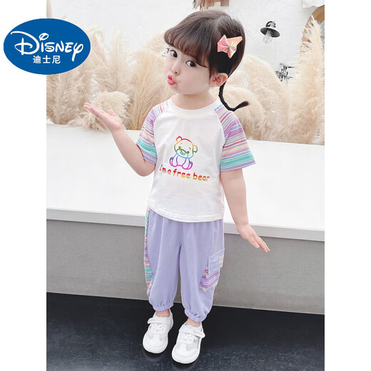 Disney Baby Girls Suit Summer 2025 Nuevos niños de 3 años de edad de 5 años Traje de moda de manga corta para bebés Set de dos piezas Shorts [traje] 100 (modelo de actualización)