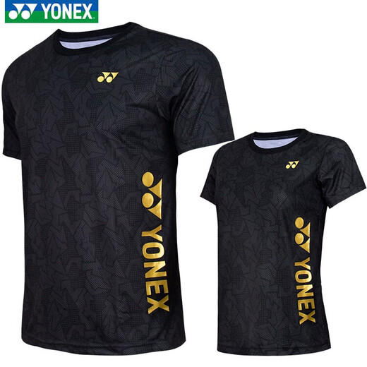 尤尼克斯（YONEX）羽毛球服运动服T恤上衣短袖透气 男款-115071BCR-黑  L 