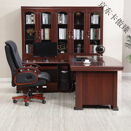 Zimu Yaju Boss Desk Grand Desk Président Bureau Single Superviseur Bureau Manager Bureau Bureau Chaise Chaise Faire des meubles de bureau modernes simples 2,2 mètres / table + une chaise + 695 # Armoire de rangement à six portes