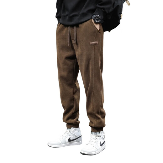 Temperature-locking and lint-free, wear-resistant and dirt-resistant, loose-fitting hooded sweatpants, labor insurance pants, casual pants, sweatpants overalls, dark gray (plus velvet) 2XL recommended 125-140Jin Jin equals 0.5 kg