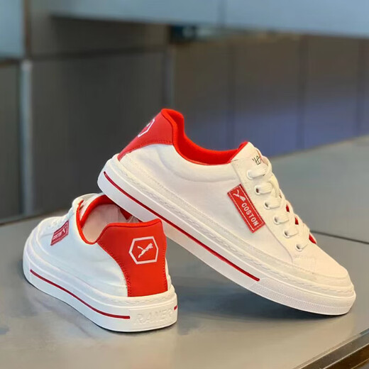 Brand light luxury white shoes men's shoes summer new canvas casual shoes men's versatile breathable sports board shoes men's white and black [ice silk canvas] 41 (255mm)