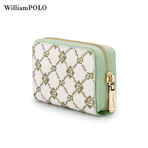 WILLIAMPOLO Candy Color Women's Small Card Bag Short Zipper Coin Wallet Fresh Business Card Clip 520 Gifts to Girlfriend Milk Green (20 Card Slots)