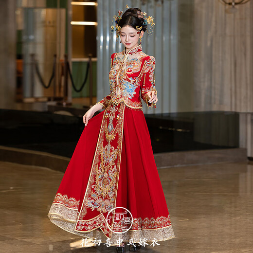 Taozilang Xiuhe clothing 2025 new bride wedding Chinese toast dress heavy industry velvet wedding dress slimming S