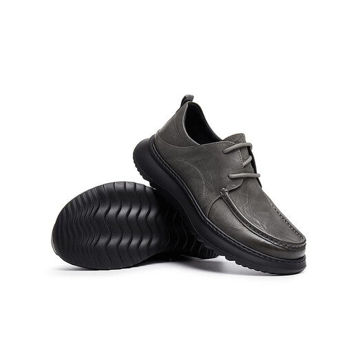 Tianmeiyi Leather Shoes Mall Same Style Business Lace Solid Color Casual Men's Shoes 2025 Autumn New Style Gray 40