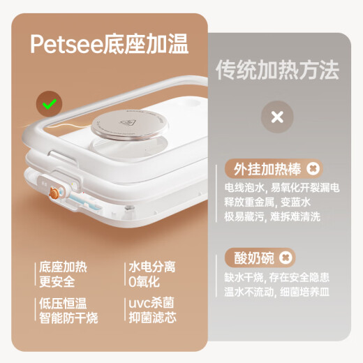 小米有品同款小米猫咪饮水机恒温加热宠物自动循环不插电饮水器酸奶机喝水 【99%率】S7_双无线-雪影白