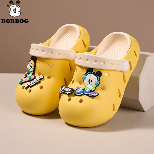Babudou children's hole shoes 2025 summer new style men's and girls' sandals comfortable soft sole non-slip children's sandals HBL8012/yellow 20 cm long/suitable for 8 years old