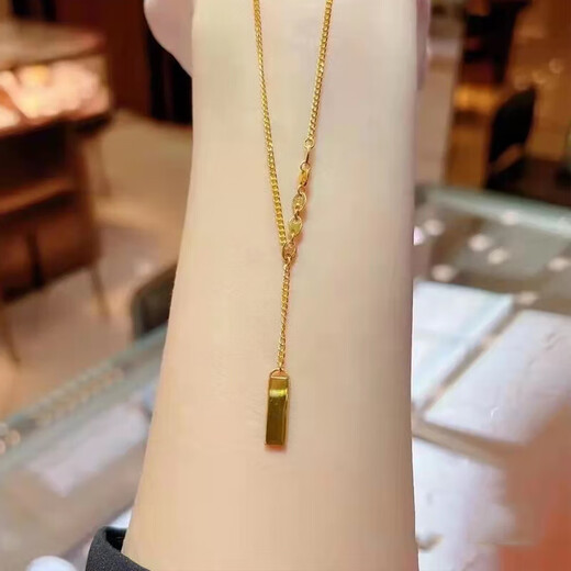Di is the old Phoenix 999 gold signed necklace 18K gold pendant lucky signed gold bar safe signed summer neck clavicle chain