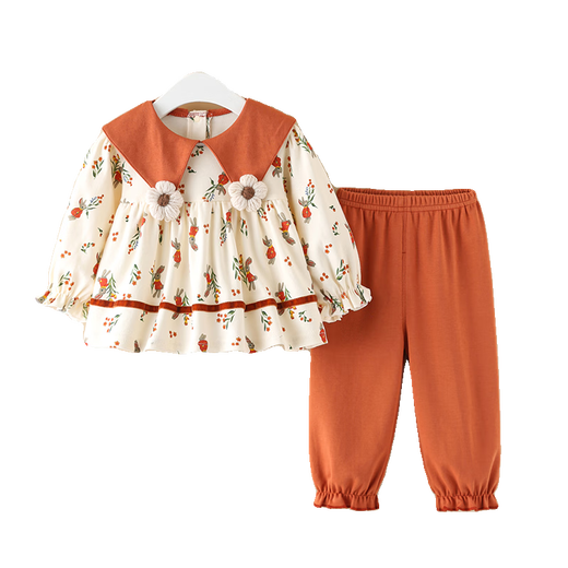 
Xinnan girls' clothes and pants split two-piece suit spring and autumn style fashionable baby princess going out baby girl children's clothing Orange rabbit 90 (S)